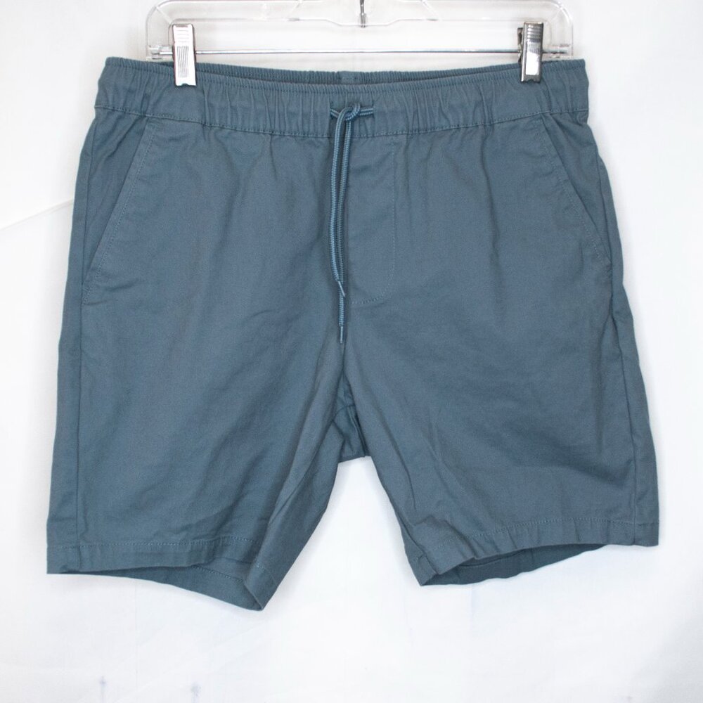 Asos Pull On Shorts Mens 32 Grayish Blue Drawstring Stretch Casual Pockets V01